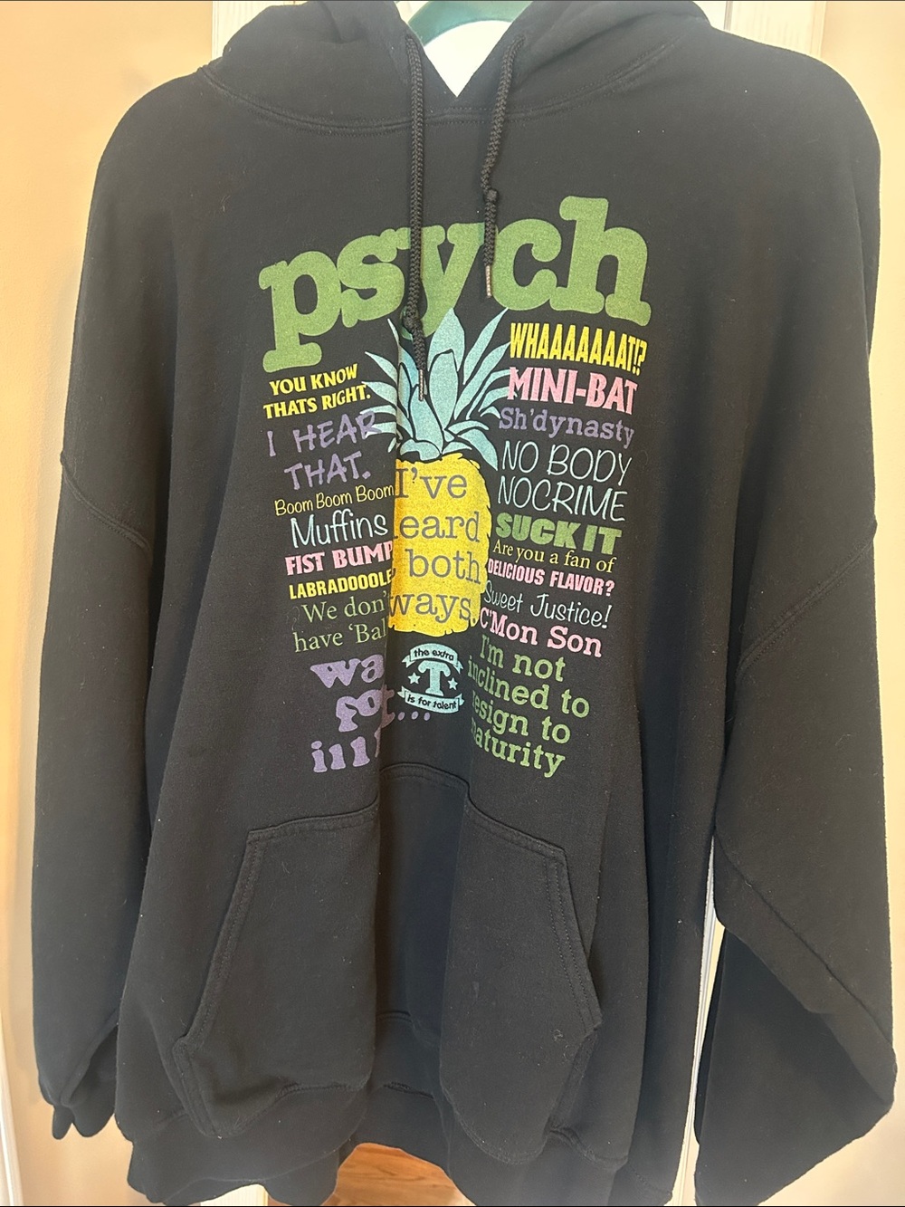 Gildan Black 'Psych' Pineapple Graphic Hoodie with Multicolor Print